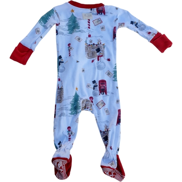 Burts Bees Baby One-piece Sleeper Footie Pajama White|Red Holiday 0-3M - Picture 2 of 4